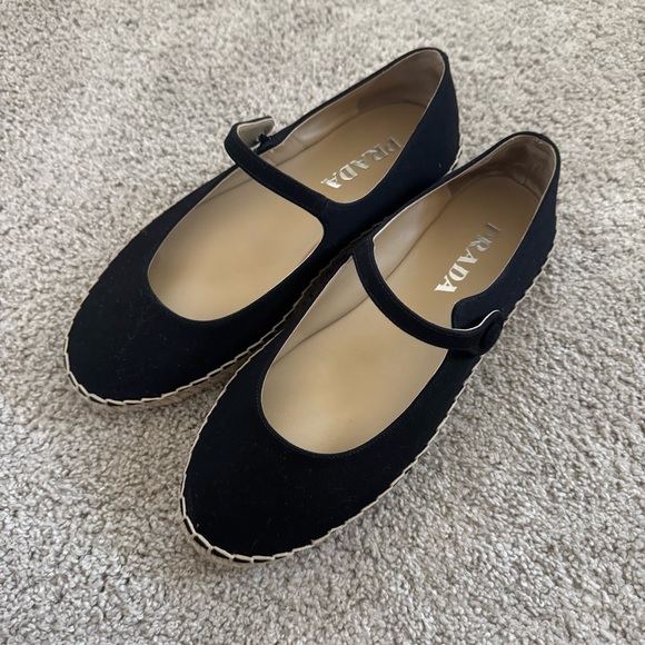 NWT Prada Black Canvas Mary Jane Espadrilles - Picture 2 of 11